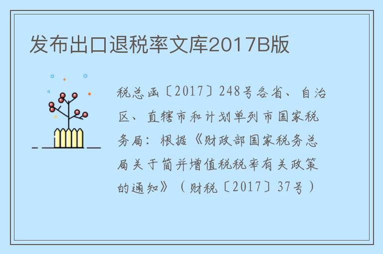 发布出口退税率文库2017B版