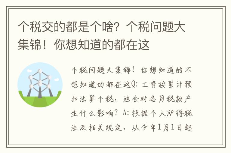 个税交的都是个啥？个税问题大集锦！你想知道的都在这