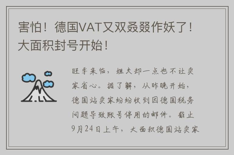 害怕！德国VAT又双叒叕作妖了！大面积封号开始！