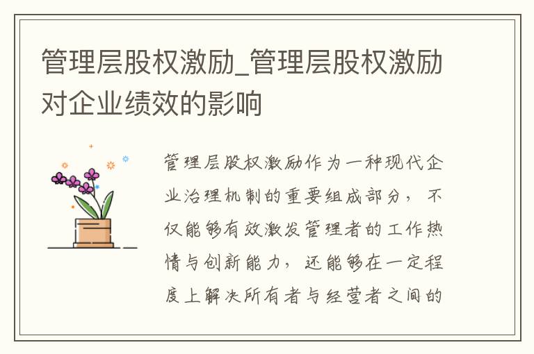 管理层股权激励_管理层股权激励对企业绩效的影响