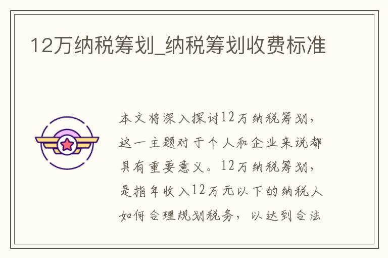 12万纳税筹划_纳税筹划收费标准